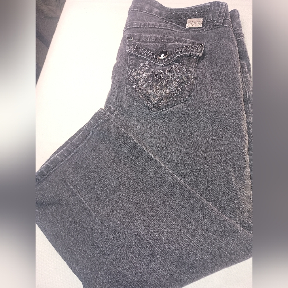 ONE FIVE ONE black bejeweled‎ jeans(#1,182)